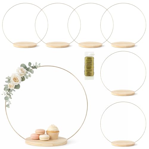 6 Pack Floral Hoop Centerpieces with Stand, 14 Inches Metal Rings for Crafts DIY Centerpieces Table Decoration with 6 Inch...