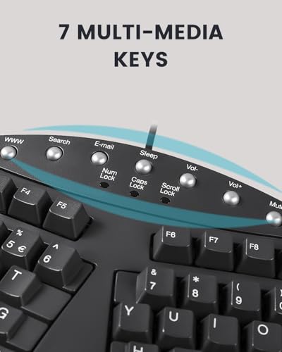 Perixx PERIBOARD-512B Wired Ergonomic Keyboard - Split Keyboard, Wrist Rest, Natural Typing - Wired USB Connectivity - US ...
