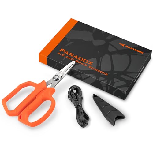 KastKing Paradox 4.5-Inch Fishing Scissors, Stainless Steel Precision Fishing Line Cutters With Non-Slip Grip, Protective ...
