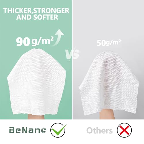 Benano Premium Disposable Compressed Face Towels Tablets, 100% USDA Biobased Quick Dry Portable Thick Towelettes Washcloth...