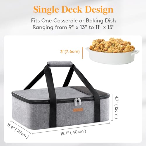 LUNCIA Insulated Casserole Carrier for Hot or Cold Food, Lasagna Lugger Tote for Potluck Parties/Picnic/Cookouts, Fits 9"x...