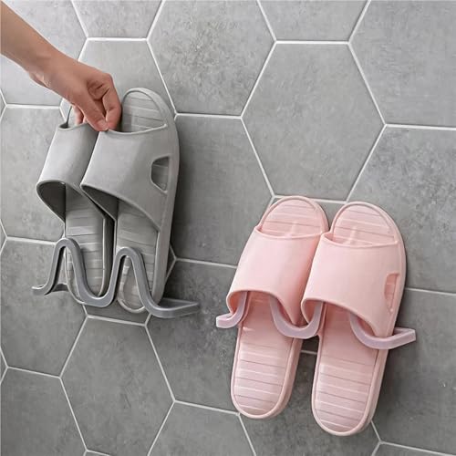 GUOSPIUS Wall-Mounted Slipper Rack Organisers，Slipper Holde 4 Pcs Shoe Rack Bathroom Home Shoe Organizer Space Saving Slippers Hanger For Shoes(Pink)