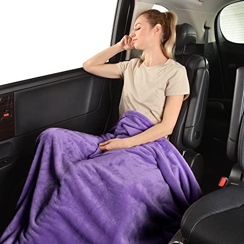 SOCHOW Flannel Fleece Blanket Throw Size, All Season Lightweight Super Soft Cozy Blanket for Bed or Couch, Purple, 50x60 i...