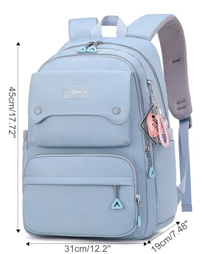 JiaYou Teen Girls Casual Backpack High Middle School Daypack Women Daily Travel Laptop Bag (1# Blue, 26 Liters)