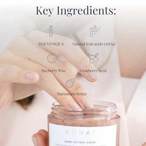 MONAT Berry Refined Scrub¢â - Perfecting Exfoliator Mask with Skin-Brightening AHAs and Cranberry Seeds, 87ml