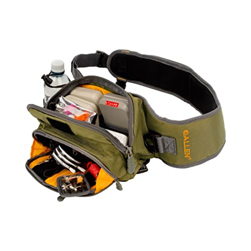 Allen Company Cedar Creek Fly Fishing Sling Pack - Fits up to 4 Tackle/Fly Boxes and Other Accessories - Gray/Lime and Olive Green