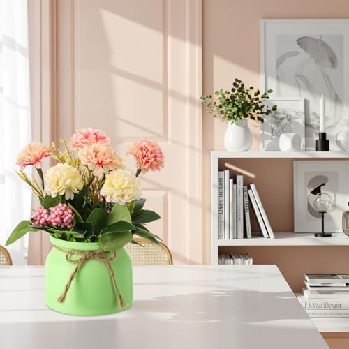 Suncalla 12 Pcs Hydrangea Artificial Flowers in Vase Artificial Hydrangea Potted Small Fake Flowers Table Centerpiece Deco...