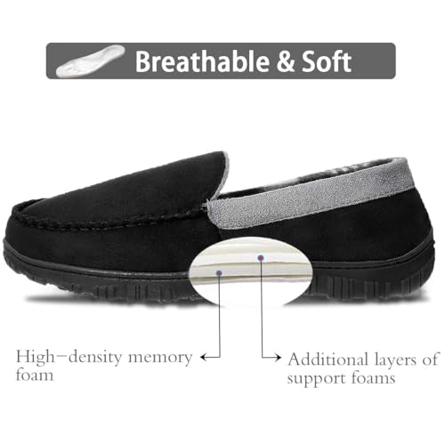 shoeslocker Mens Slippers Microsuede Moccasin Memory Foam House Shoes