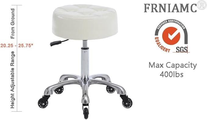 Professional Rolling Salon Stool – Wide Round Seat, Height-Adjustable Heavy-Duty Chair with Wheels for Salon, Spa, Tattoo & Home Office