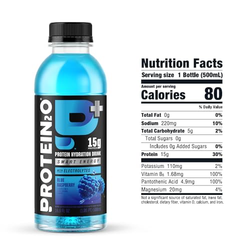 Protein2o 15g Whey Protein Isolate Hydration Drink Plus Energy & Focus, 350mg of Electrolytes, Vitamins B5 & B6, Sugar Fre...