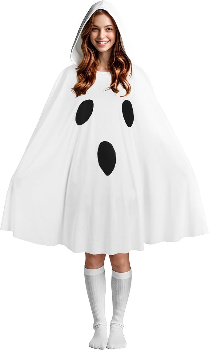 JPXH Ghost Cloak Adult Halloween Costume Role Playing Cloak - White