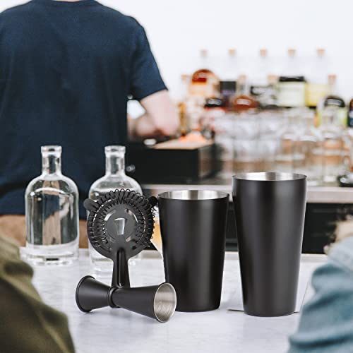 JNWINOG Cocktail Shaker Set 4-Piece Boston Shaker Kit with 20oz/25oz Shaker,Strainerand 0.5/1oz Double JiggerBar Set for H...