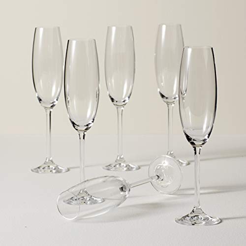 Lenox Champagne Flutes, Tuscany Classics 8 Oz Champagne Glasses Set of 6, 1.5 x 10-inch, Clear European Glass, Stemware, D...