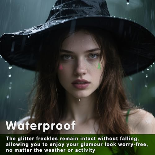MEICOLY Halloween Glitter Freckles Witch Tattoos,Elphaba Accessories Friendship Green Witch Pink Princess Stickers for Wic...