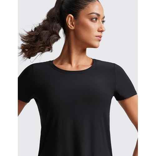 CRZ YOGA Cloudweight Workout Tops for Women Lightweight Athletic Short Sleeve Shirts Gym Running Side Slit T-Shirts