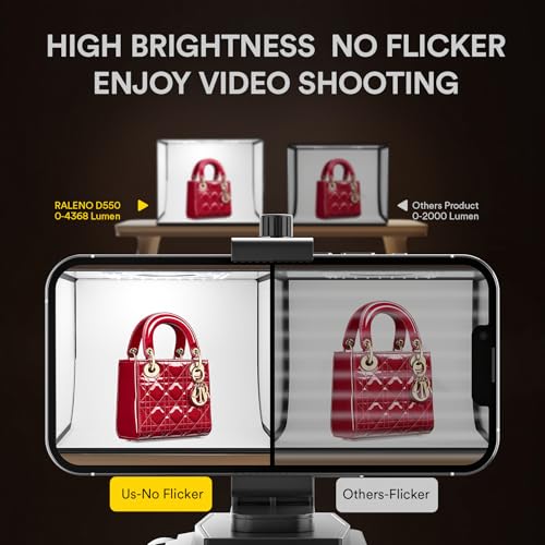 RALENO Photo Studio Light Box, 20''x20'' Photo Box, Light Box Photography (120 LEDs, 5500K, 97CRI, 50W, 6 Color PVC Backdr...