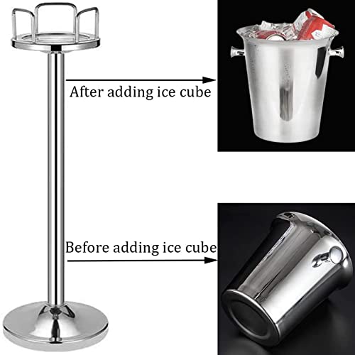 Champagne Ice Bucket with Stand, 5L/1.1Gal Stainless Steel Wine Bucket on Stand Ice Cube Chiller Container Standing Ice Bu...