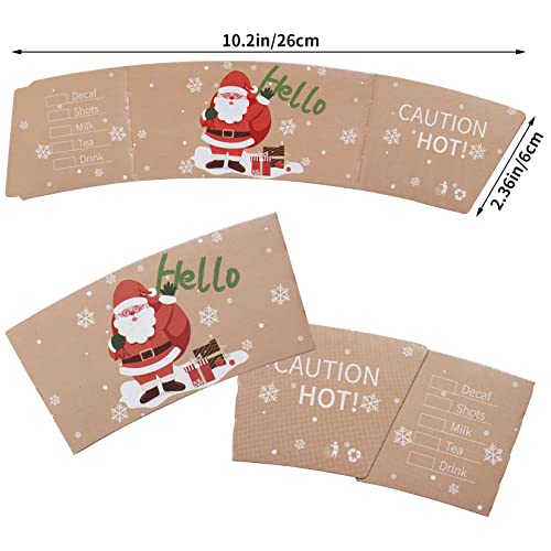 Hmxpls 24 Packs Christmas Santa Coffee Cups Sleeves, Disposable Hot Chocolate Cocoa Cup Sleeves for 12oz 16oz Hot Drinks &...