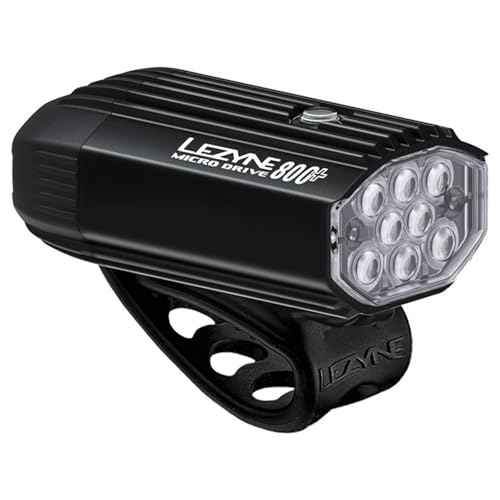 LEZYNE Micro Drive Bicycle USB Rechargeable IPX7 Waterproof White LED Front Light w/Multiple Solid & Flash Modes | Integrated Silicone Rubber Strap Mount - 800/600 Lumens Options