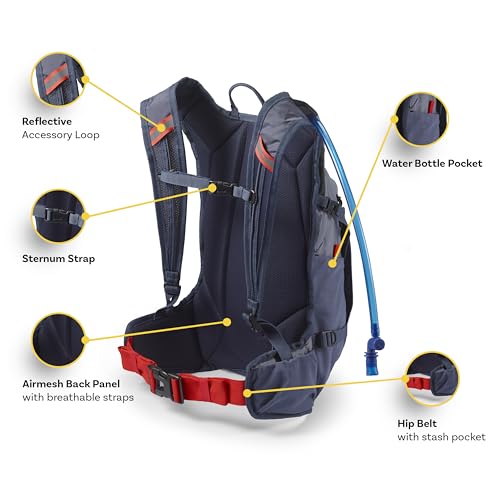 High Sierra Hydrahike 2.0 Hydration Backpack with 2L Water Bladder for Running, Hiking, Camping, or Cycling