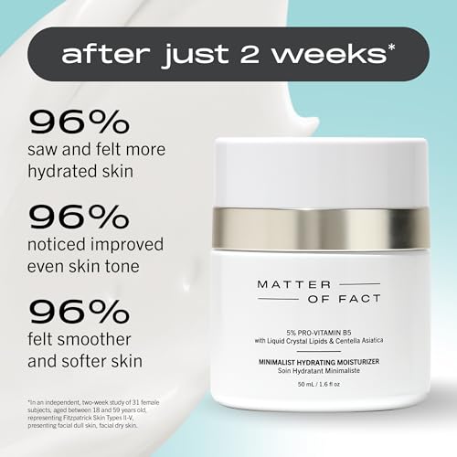 MATTER OF FACT Minimalist Hydrating Moisturizer with Pro Vitamin B5, Liquid Crystal Lipids and Centella Asiatica, Lightweight Daytime Face Cream for Moisture Barrier Support, 50mL / 1.6 Fl Oz