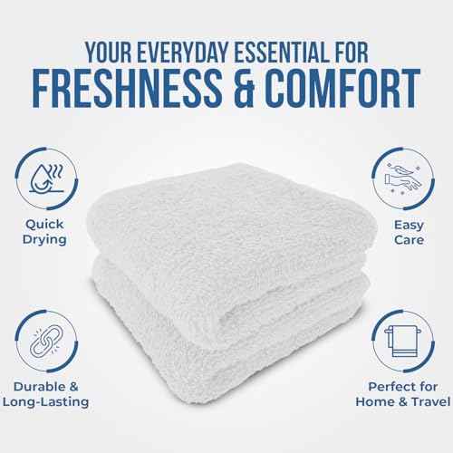 DAN RIVER 100% Cotton Wash Cloths 24 Pack [12x12] Soft & Absorbent wash Clothes, Gym, Hotels & Spa Perfect for Everyday Use Fingertip Towels, White