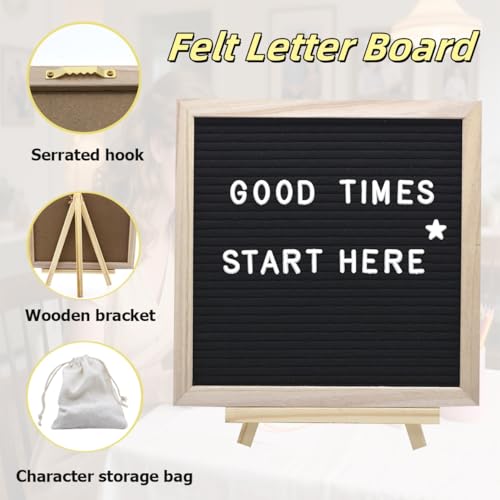 INTOMYTH Felt Letter Board with 294 Letters, Storage Bag and Stand, First Day of School Board, 10x10 Inches, Changeable Me...