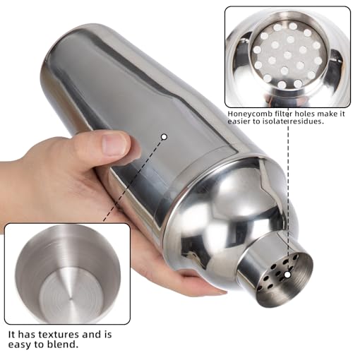 WELKOR 6 Piece 8oz Professional Cocktail Shaker Set with Built-in Strainer,Martini and Margarita Shaker for Home Bar, Bost...