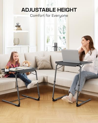 LORYERGO TV Tray - TV Table, Folding Table Trays, w/6 Height & 3 Tilt Angle, TV Tray Table w/Cup Holder, Dinner Tray for E...