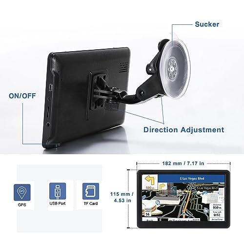 Navigation System 7 Inchs - GPS Navigator for Car Truck RV Touchscreen Navigator, Voice Guidance, Speed & Traffic Alerts, ...