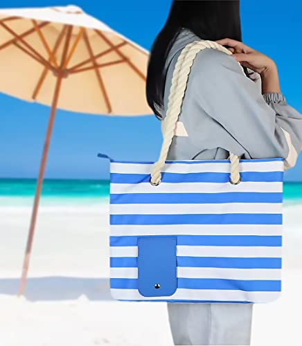 Famolay Beach Wine Tote Bag, Wine Cooler Bag Leakproof Insulated Purse Carrier with Spout Hidden Compartments, Holds 2 bot...