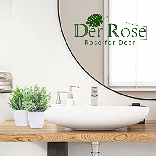 Der Rose 2 Pack Small Fake Plants Mini Artificial Potted Plants for Table Desk Home Laundry Room Bathroom Office Decor