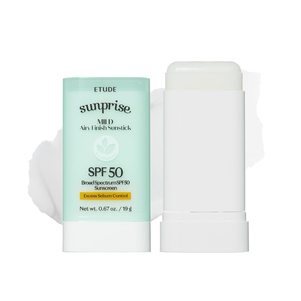 ETUDE Sunprise Mild Airy Finish Sunstick SPF50+ PA++++ Powdery sunscreen, Vegan, Non-Greasy, Sebum Control, Matte Finish, Sensit