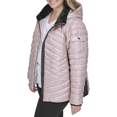 Calvin Klein Women's Performance Outerwear,Metallic Evening Sand,2X