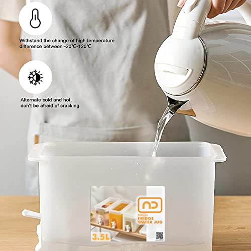 NDBOX Slim Fridge Jug with Faucet for Water, Iced Tea, Fruit Juice, Softdrinks, Milk, Beverages Dispenser - Hot or Cold Dr...