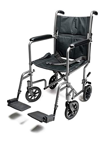 Lumex Everest & Jennings Transport Wheelchair – Lightweight Folding Transit Chair with 19” Seat for Adults & Seniors, Silver
