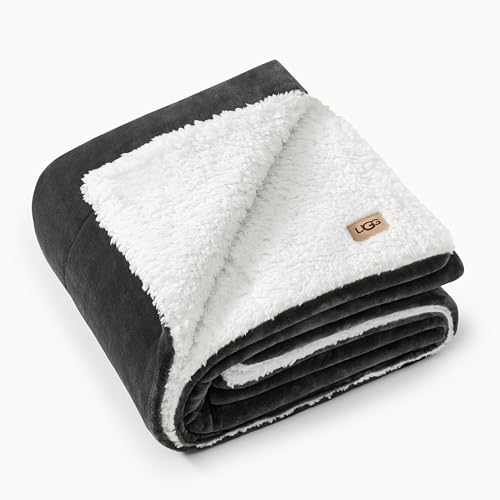 UGG Nita Throw Blanket Soft Reversible Plush Throw for Couch or Bed Washable Warm Fluffy Blanket for College Dorm Essentia...