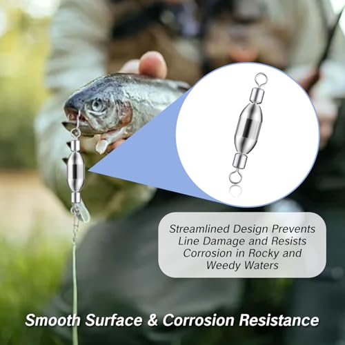 YAFIYGI 15Pcs Sinkers Fishing Saltwater Kit Fishing Sinkers with Removable Non Lead Swivels Bullet Weights for Inline Trol...