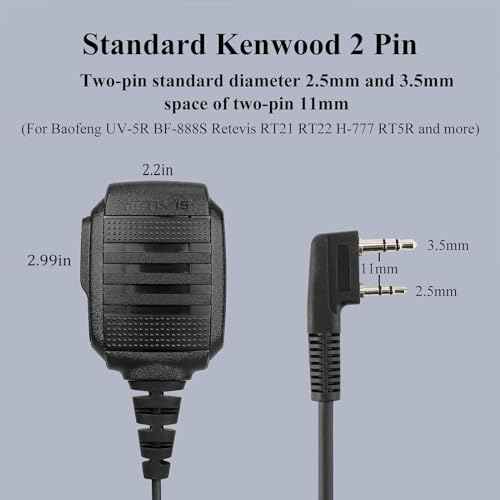 Retevis IP54 Waterproof Shoulder Speaker Mic,Compatible with Retevis RT22 RT68 H-777 RT21 RT86 RB29 RT19 RT15 NR10 RB68 RB89 BAOFENG UV-5R BF-F8HP 5RM 888S Kenwood SAMCOM pxton Walkie Talkie (10 Pack)