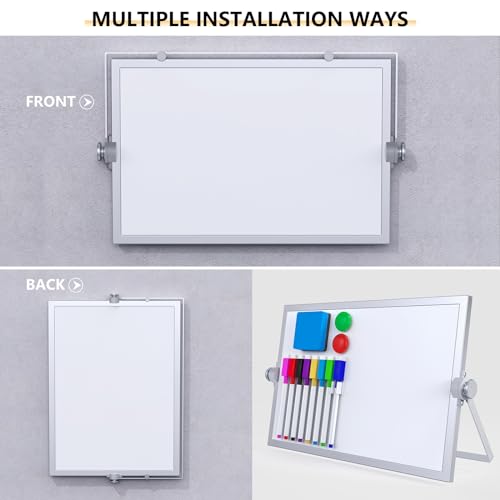 Laokiiy Small Dry Erase White Board, Magnetic Desktop Whiteboard with Stand, Dry Eease Board Mini Easel Double Sided on Ta...