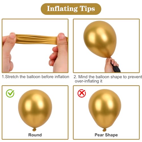 APLANET 150pcs Gold Balloons Different Sizes 18 12 10 5 Inch, Happy New Year Latex Balloons for Gold Themed Birthday Weddi...