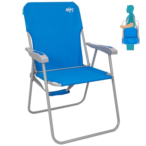 #WEJOY Folding Beach Chair for Adults, Lightweight Beach Chair with Shoulder Straps, High Back Beach Chairs with Hard Armr...