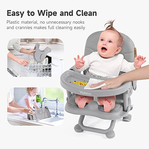 YOLEO Baby High Chair Booster Seat for Dining Table, Foldable High Chairs with Adjustable Heights, Travel Booster Seat wit...