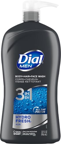 Dial Men 3in1 Body, Hair and Face Wash, Hydro Fresh, 32 fl oz (Pack of 2)
