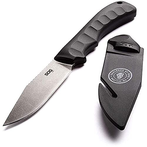 SOG Fixed Blade Knife With Sheath - Ace Field Survival Knife, Hunting and Camping Tool With 3.8 Inch Full Tang Blade