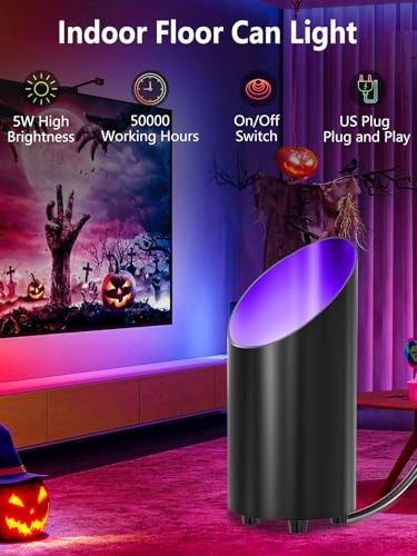 ZUCKEO RGB Spotlight Indoor Uplights 5W Floor Can Light Up Accent Lighting, LED Color Changing Spot Lights for Home Plant ...