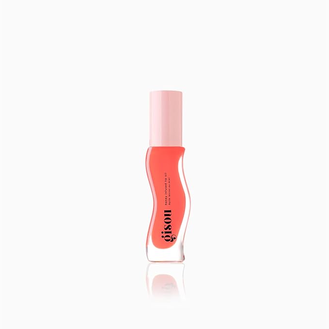 Gisou Honey Infused Hydrating Lip Oil, Nourishing Lip Moisturizer for Dry Lips, 0.27 fl oz (Bee-lini Peach)