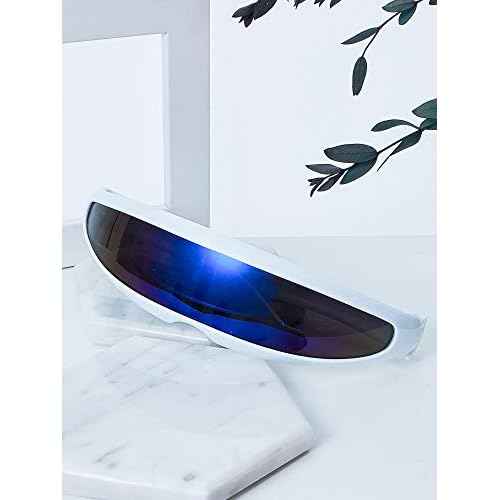 4 Pairs Futuristic Narrow Cyclops Sunglasses Robot Space Costume Color Mirrored Lens