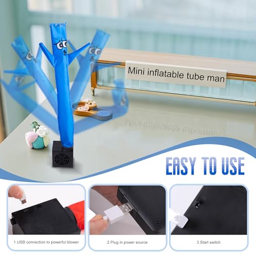 Mealivos Mini Wacky Waving Inflatable Tube Guy with Blower - Funny Desktop Decoration Mini Inflatable Tube Man White Eleph...