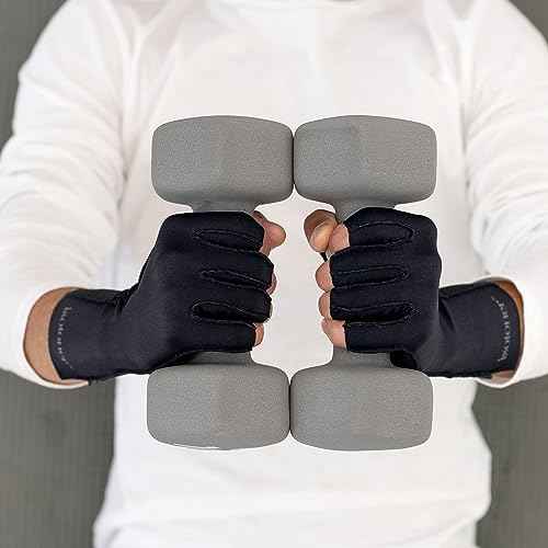 isotoner Women & Men Arthritis Compression Rheumatoid Pain Relief Gloves for joint support with Open/Full finger design